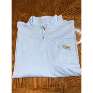 Columbia Mens Size Lg  Light Blue 1/4 Zip Pullover Omni Shade Golf Fish Long PFG